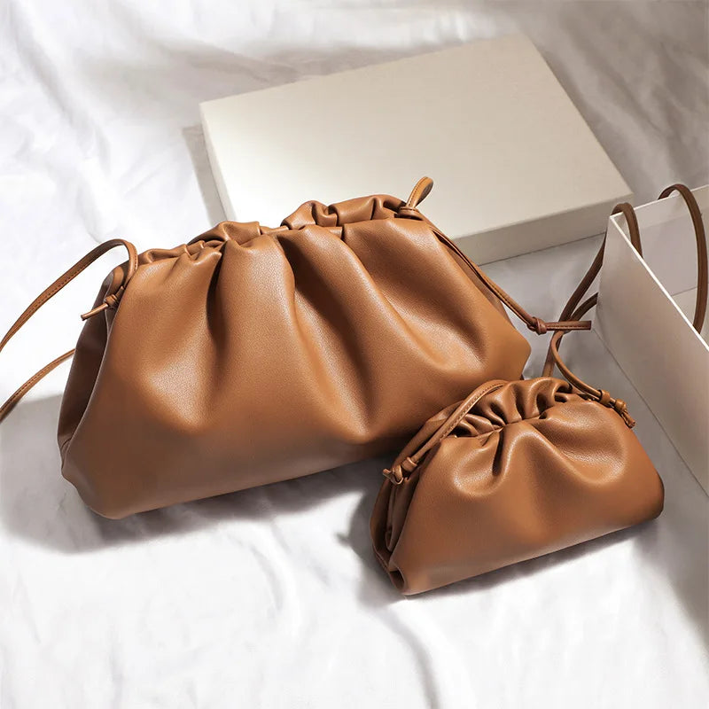 Soft PU Leather Hobo Bag – Women's Minimalist Shoulder & Crossbody Handbag with Hasp Closure