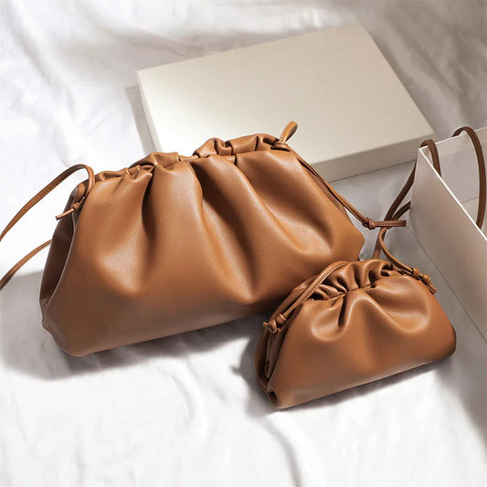 Soft PU Leather Hobo Bag – Women's Minimalist Shoulder & Crossbody Handbag with Hasp Closure