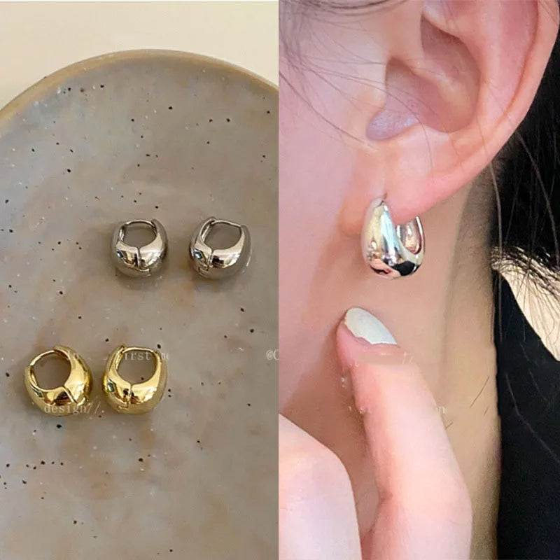 925 Sterling Silver Gold-Plated Round Hoop Earrings – Classic Vintage Style for Women
