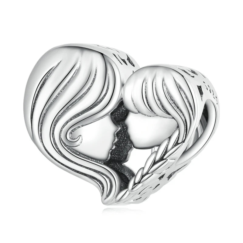 925 Sterling Silver Mother and Child Embrace Charm – Family Pendant for DIY Bracelets