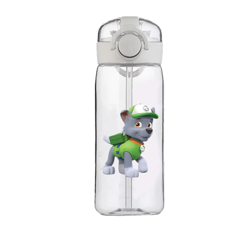 400ml PAW Patrol Chase Water Bottle – Leak-Proof Cartoon Plastic Cup with Straw for Kids, School, and Outdoor Sports Use
