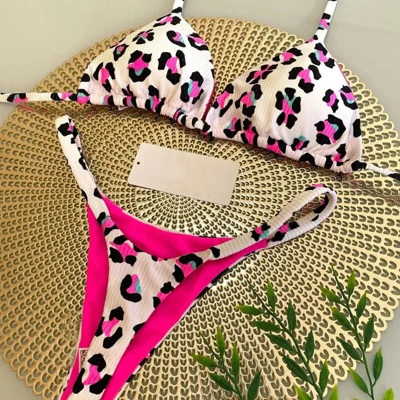 Women’s Lace-Up Bikini Set – Solid Color Two-Piece Split Swimsuit with Wire-Free Support and Removable Pads, Sexy Beach Style