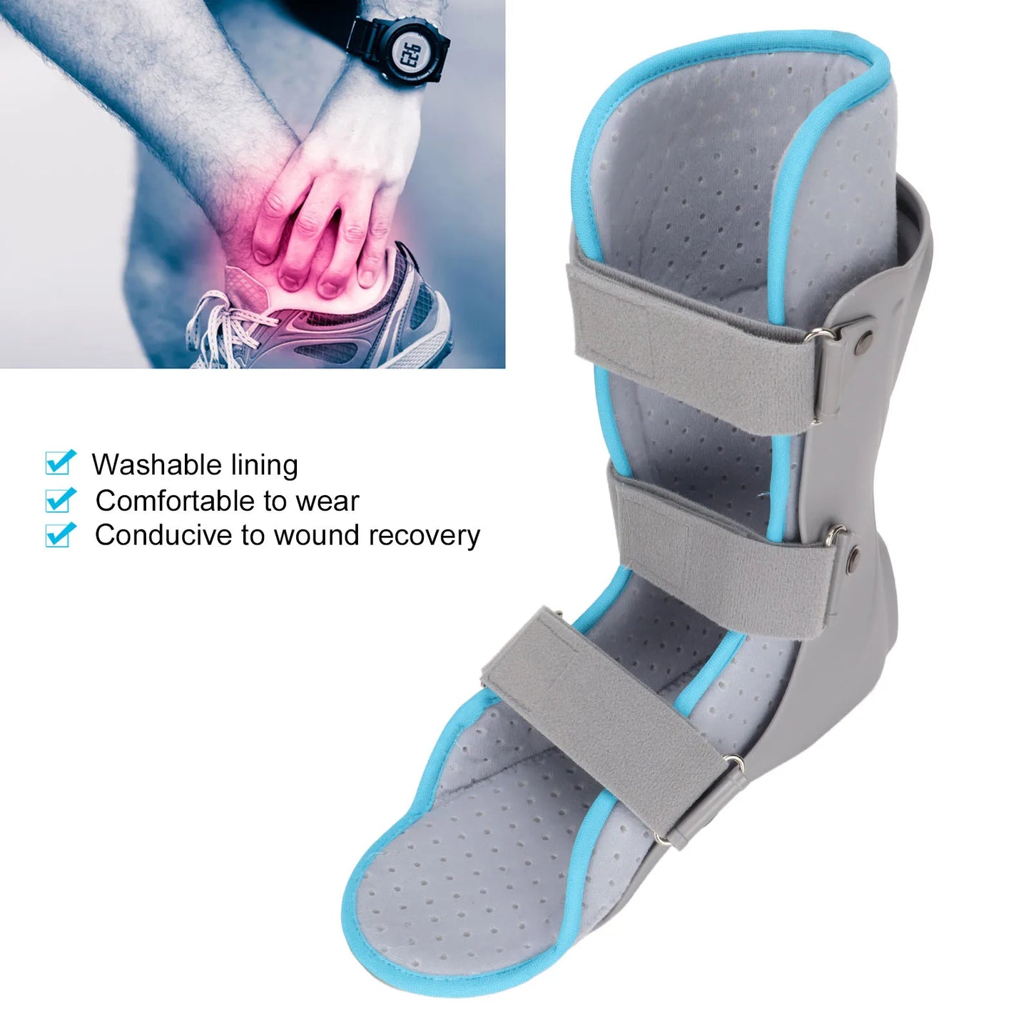 Adjustable Ankle and Foot Support Brace – Breathable Stabilizer for Fracture Recovery, Sprain Protection, and Bone Care Splint