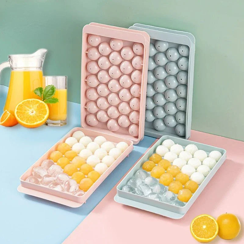 33-Ball Round Ice Cube Tray with Lid – Mini Ice Ball Maker Mold for Whiskey, Cocktails, and Cold Drinks