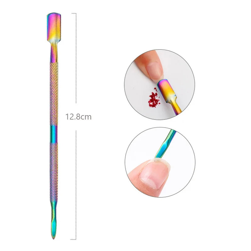 Stainless Steel Double-Ended Cuticle Pusher – Gel Nail Polish Remover & Dead Skin Scraper for Fingernail and Toenail Care