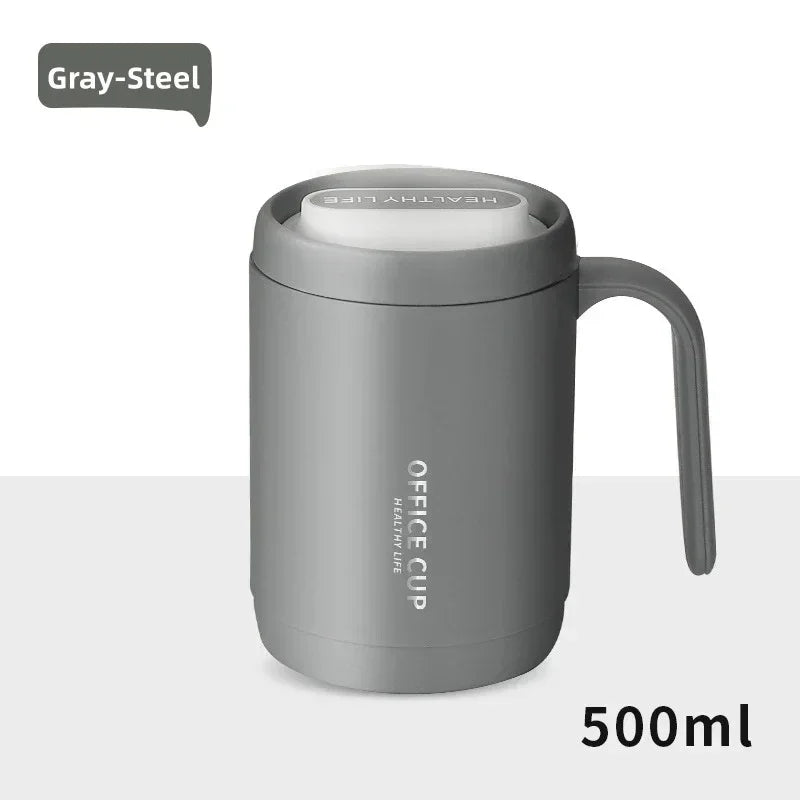 500ml Insulated Coffee Mug with Lid – Portable Large-Capacity Travel Cup with PP or 304 Stainless Steel Liner