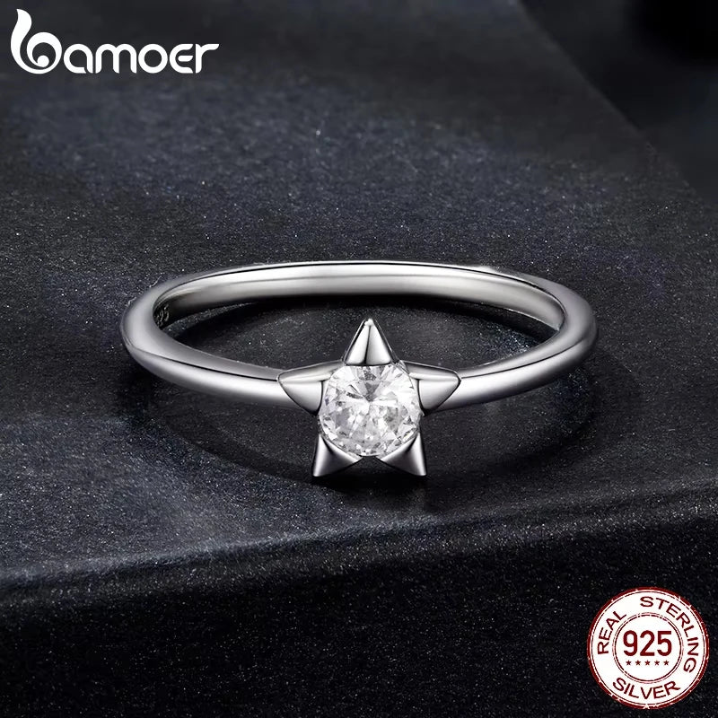 Star-Shaped Moissanite Ring – 0.3 Carat D Color VVS1 Stone on 925 Sterling Silver Pave Band for Women