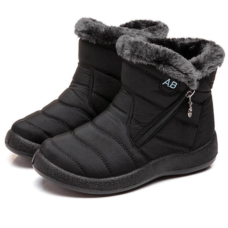 Waterproof Fur-Lined Winter Snow Boots for Women with Zipper Closure and Plush Interior