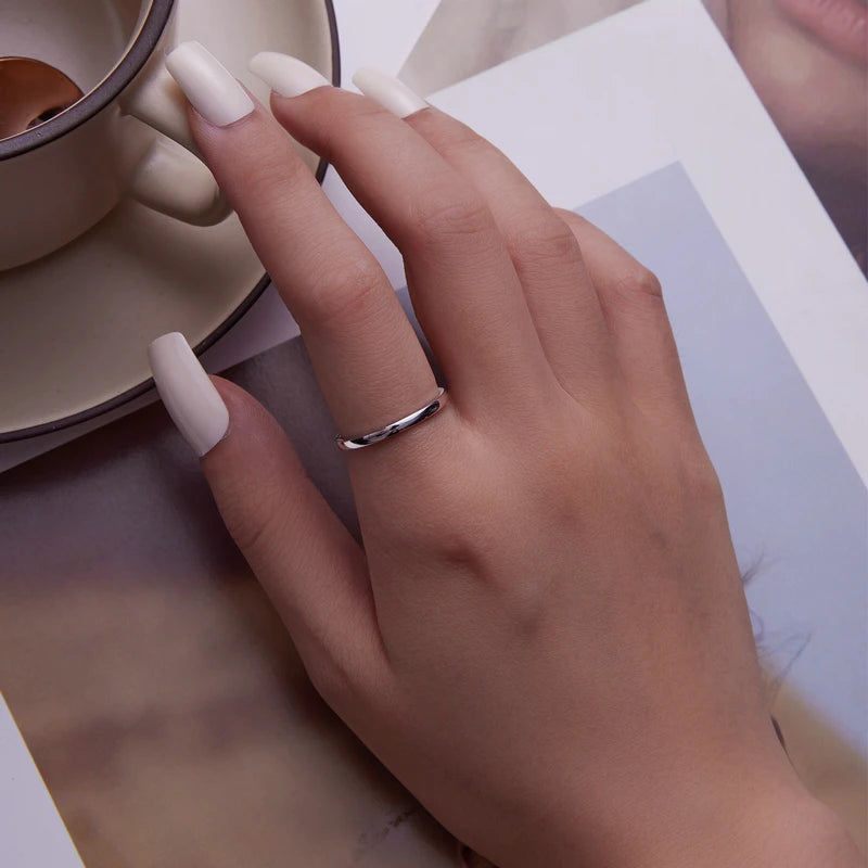 925 Sterling Silver Minimalist Stackable Eternity Ring – Simple Round Band for Women