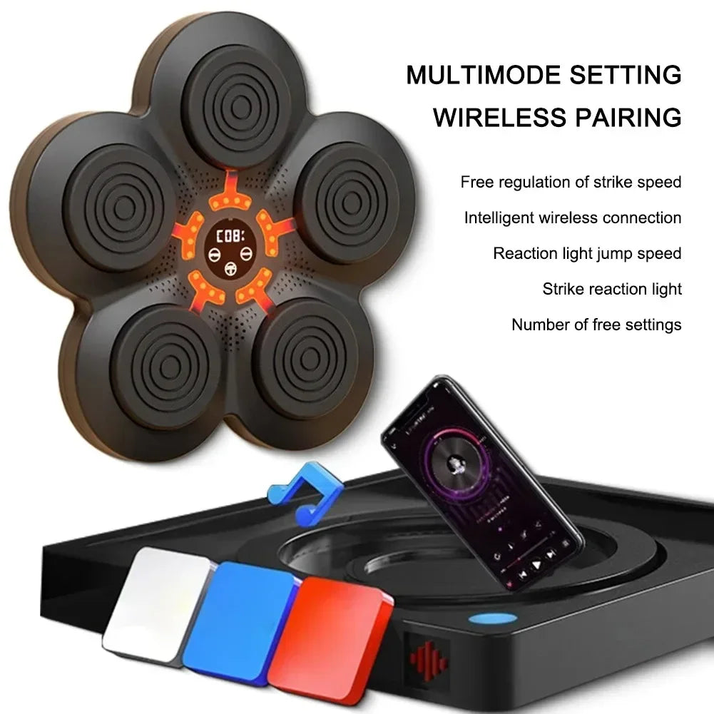 Smart Bluetooth Music Wall Boxing Machine – LED Light Target with USB Charging, Sandbag Training Equipment for Adults & Kids