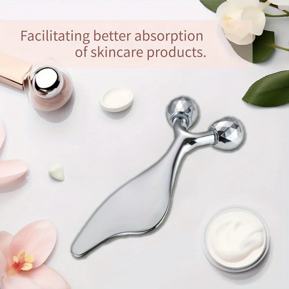 2-in-1 3D Facial Roller and Gua Sha Sculpting Tool – Cold Therapy Massager for Face, Eyes, Chin Lift & Skin Firming