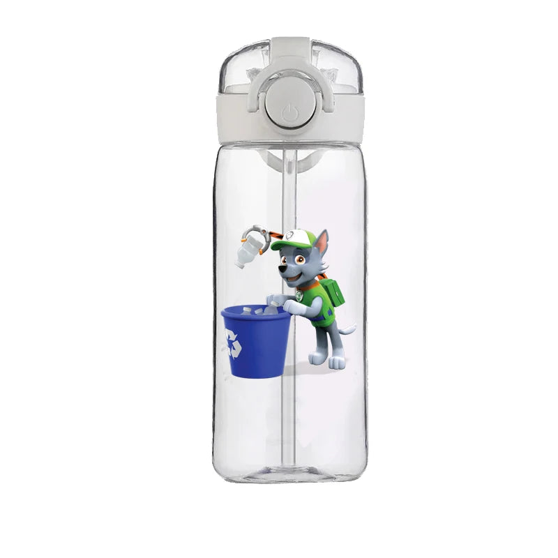 400ml PAW Patrol Chase Water Bottle – Leak-Proof Cartoon Plastic Cup with Straw for Kids, School, and Outdoor Sports Use