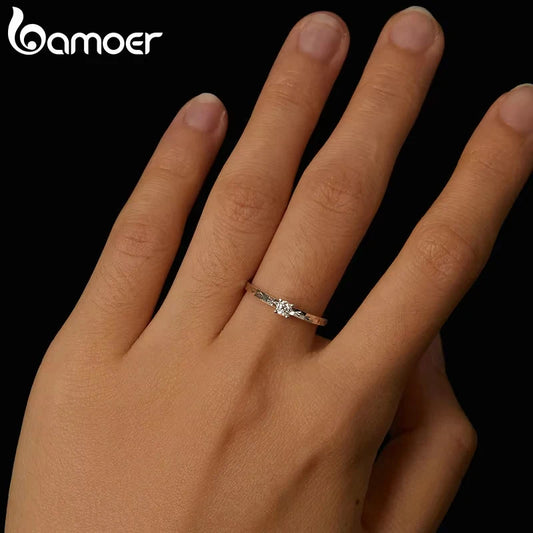 0.1 Carat Round Moissanite Engagement Ring – Prong Set Solitaire on 925 Sterling Silver with White Gold Plating for Women