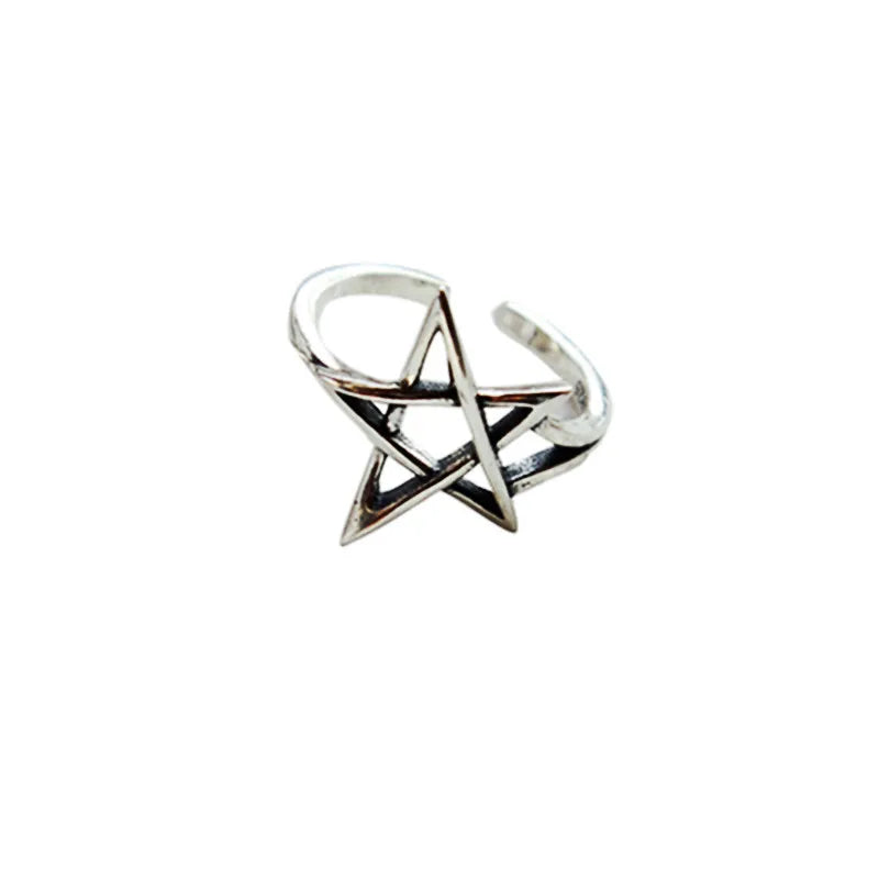 925 Sterling Silver Star-Shaped Adjustable Ring for Women – Trendy Wedding and Party Jewelry Accessory