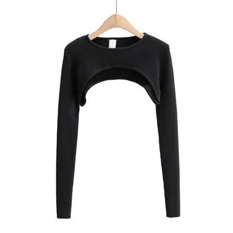 Women's Y2K Long Sleeve Crop Top – Slim Fit O-Neck Knitted Tee for Spring and Autumn Harajuku Aesthetic Fashion