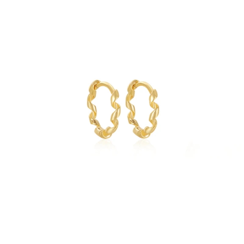 925 Sterling Silver Twisted Gold Hoop Earrings for Women – Multiple Sizes Huggie Studs