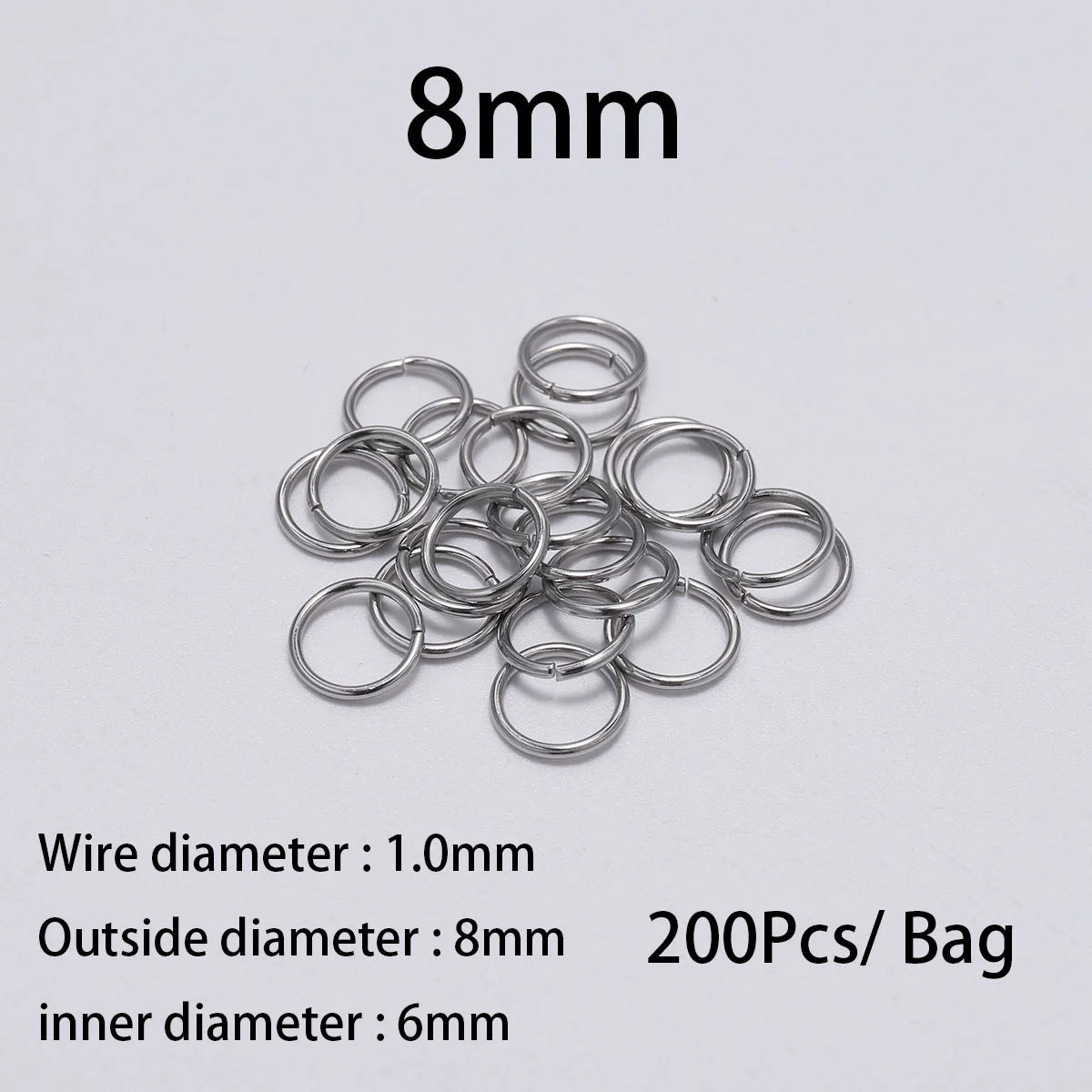30–200pcs Stainless Steel Split Jump Rings – 3–25mm Open Loop Connectors for DIY Jewelry Making Accessories