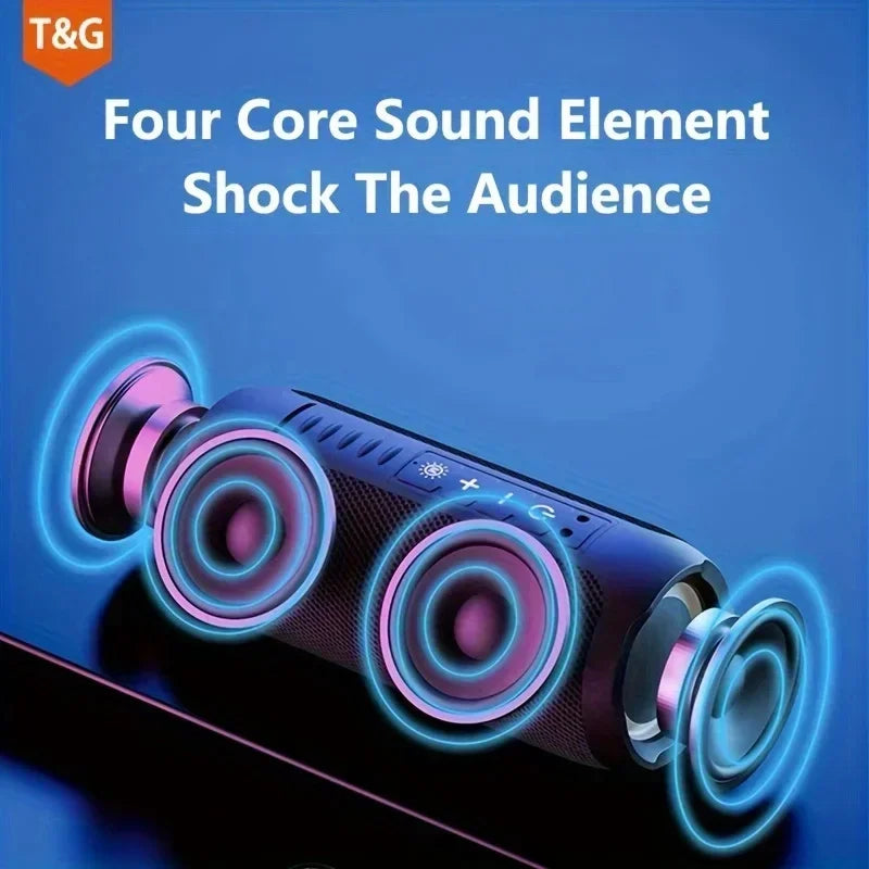 TG227 Portable Waterproof Bluetooth Speaker with Lamp – Upright Wireless Loudspeaker with Stereo Sound, TF Card & FM Radio