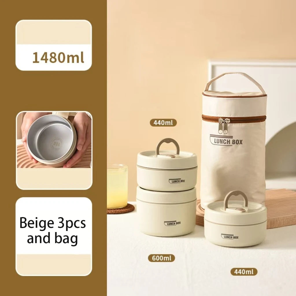 Stackable Stainless Steel Insulated Bento Lunch Box – Leakproof & Microwavable Food Container with Separate Layers