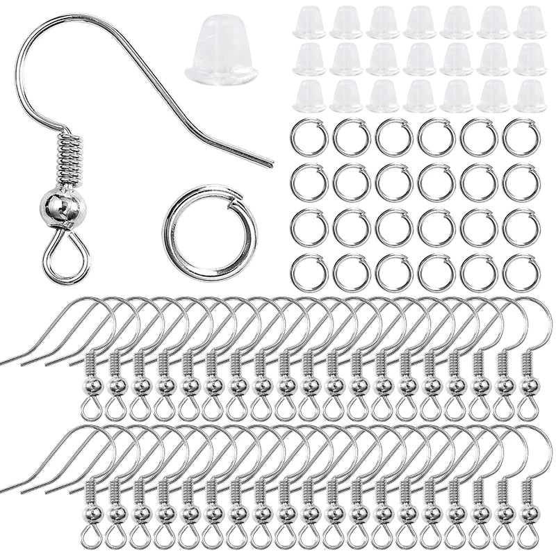 300Pcs Hypoallergenic Earring Hooks Kit – Jump Rings & Rubber Backs for DIY Jewelry Making Accessories