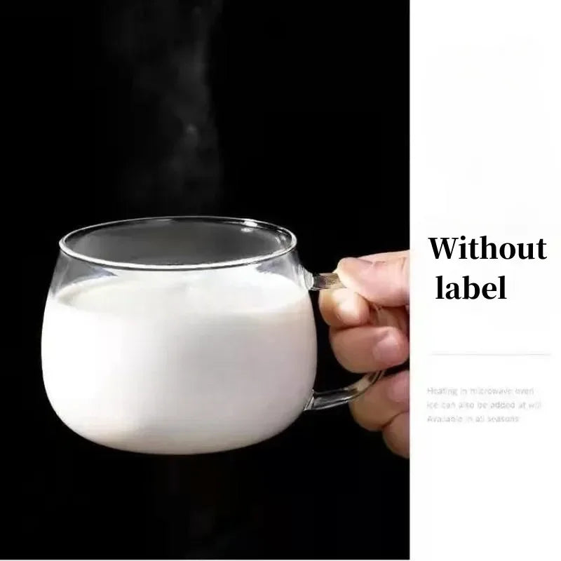 350ml Transparent Letter-Printed Glass Mug – Heat-Resistant Borosilicate Coffee, Tea, or Milk Cup with Handle