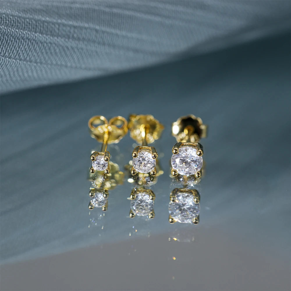 925 Sterling Silver 3-Piece Stud Earrings Set for Women – 18K Gold-Plated, Irregular Mini Design Fine Jewelry