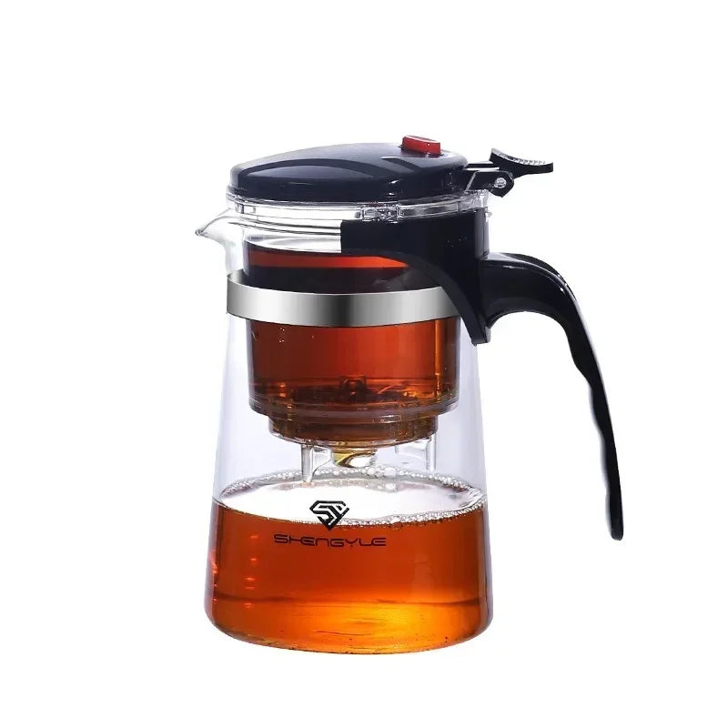 Chinese Style Kung Fu Teapot – Heat Resistant Glass Teapot with Tea-Water Separation Filter for Home or Office Use