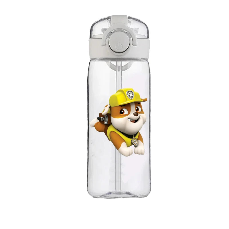 400ml PAW Patrol Chase Water Bottle – Leak-Proof Cartoon Plastic Cup with Straw for Kids, School, and Outdoor Sports Use