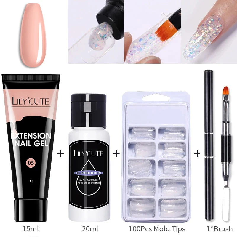 15ml Nail Extension Gel Kit – Soak Off UV Acrylic Gel in White, Clear & Pink for Home or Salon Nail Art