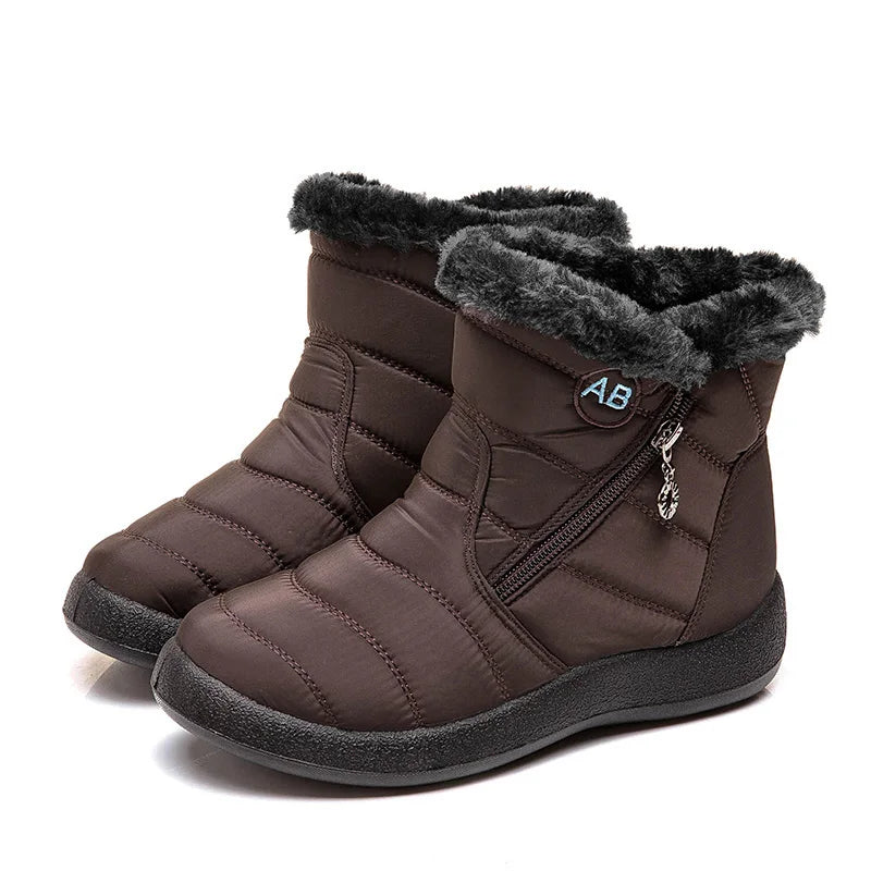 Waterproof Fur-Lined Winter Snow Boots for Women with Zipper Closure and Plush Interior