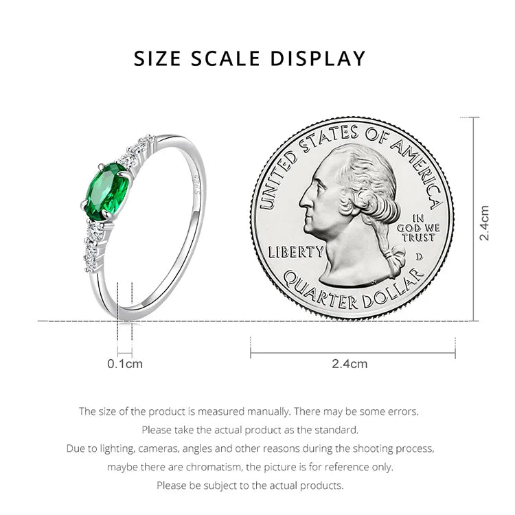 Sterling Silver Green Zircon Gemstone Ring – Simple Prong Set Wedding Band for Women