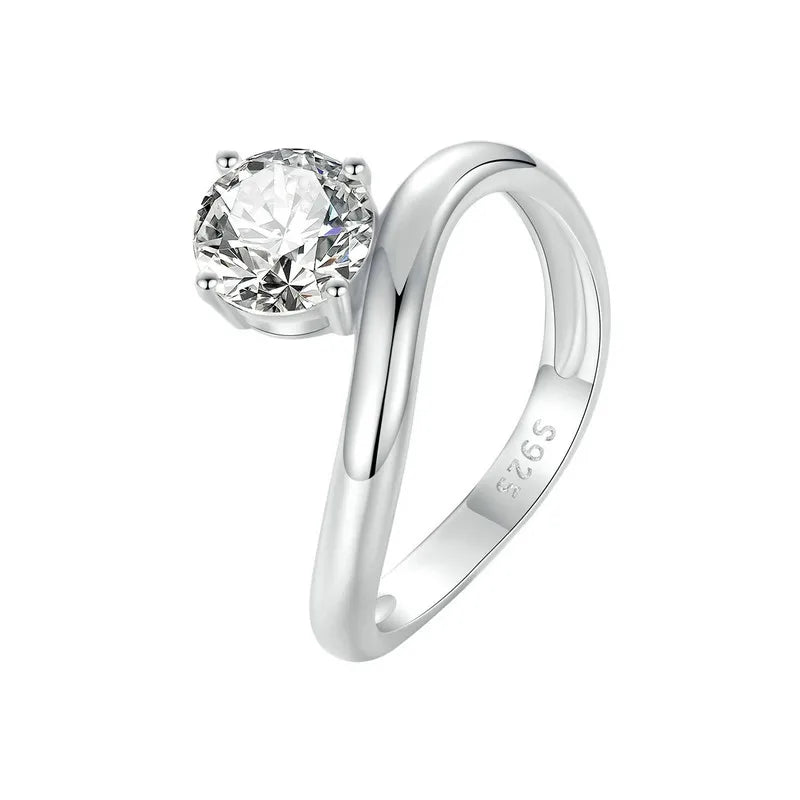 1 Carat Moissanite Line Ring – D Color VVS1 Solitaire on 925 Sterling Silver with Pave Setting for Women