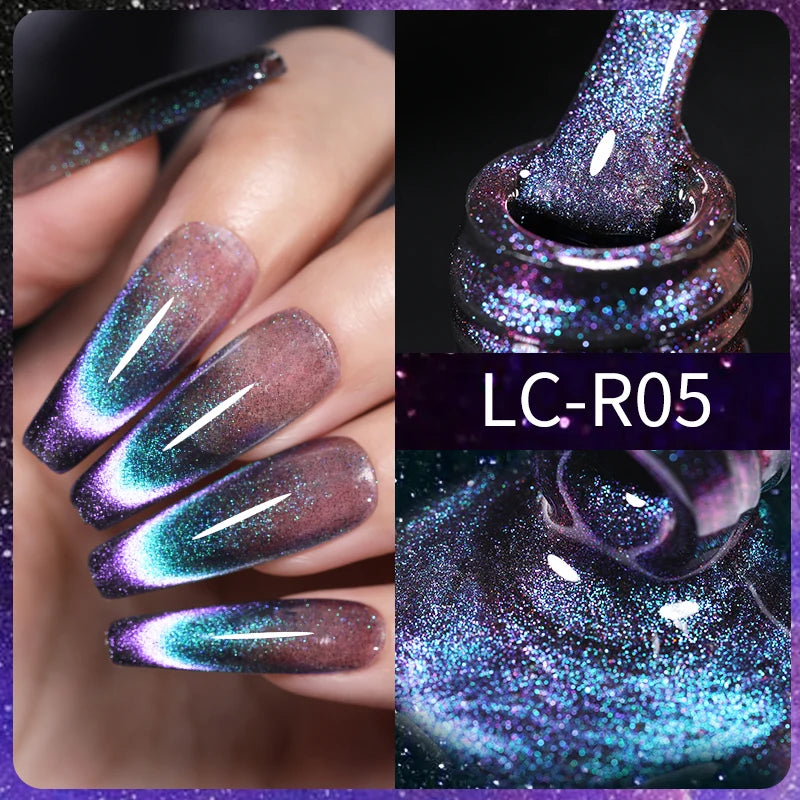 7ml Dynamic Reflective Cat Eye Magnetic Gel – Glitter Soak-Off Nail Polish with 3D Magnet Effect