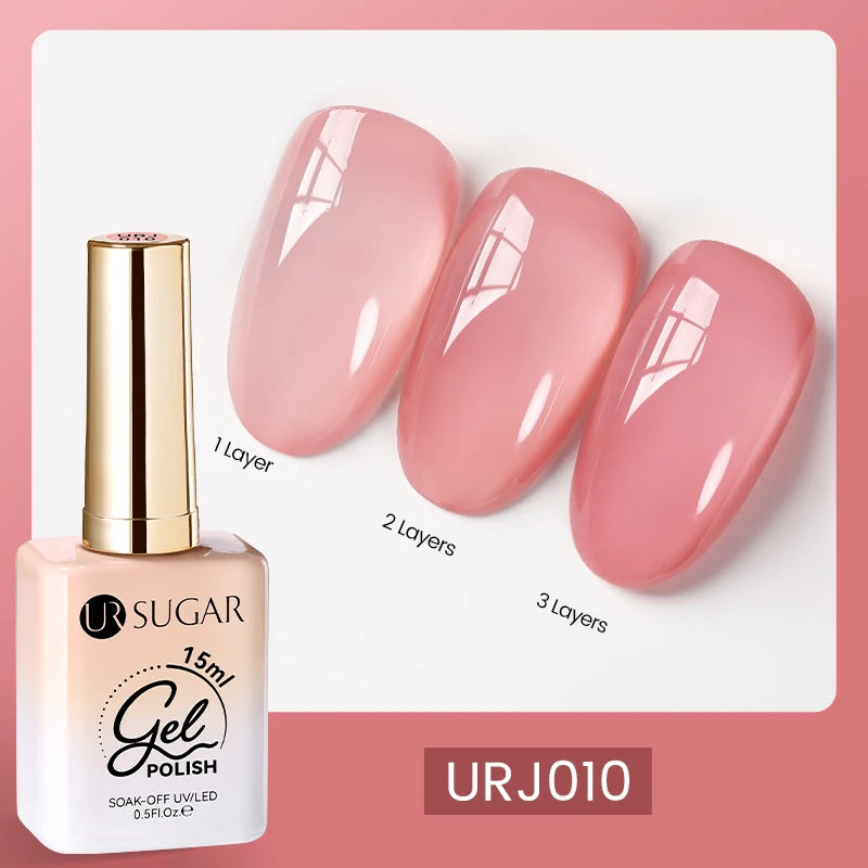 UR SUGAR 15ml Blood Red Jelly Gel Polish – Translucent Crystal Nude Gel for Fall & Winter UV/LED Manicure