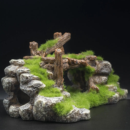 Aquarium Rockery Bridge Decoration – Multifunctional Resin Cave Ornament for Fish Tank Landscaping and Tabletop Aquatic Displays
