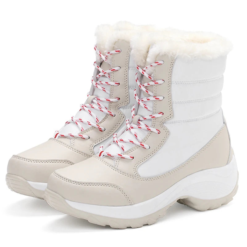 Women's Platform Winter Snow Boots – Warm Plush Fur Lining, Non-Slip Wedge Ankle Boots for Cold Weather