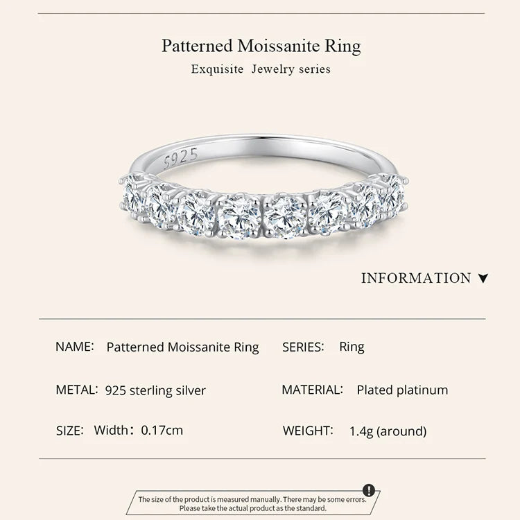 0.8CT Round Moissanite Eternity Ring – 925 Sterling Silver Classic Wedding Band for Women