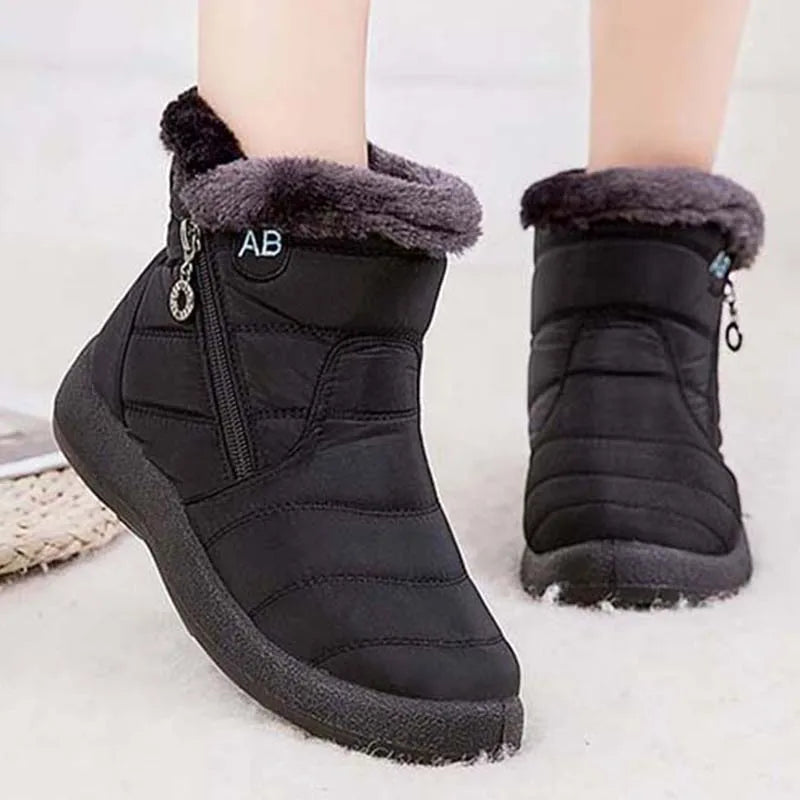 Waterproof Fur-Lined Winter Snow Boots for Women with Zipper Closure and Plush Interior