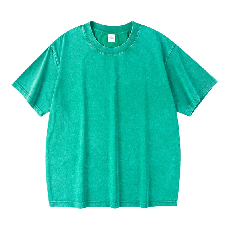 Unisex Washed Vintage Cotton T-Shirt – Loose Fit Retro Hip-Hop Harajuku Style Tee for Streetwear & Casual Summer Looks