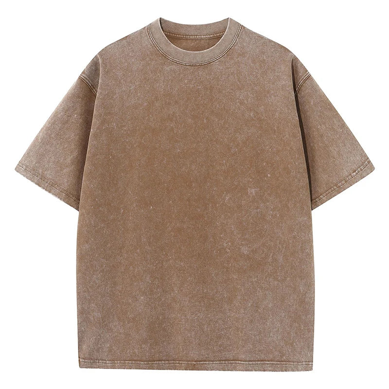 Washed Oversized Cotton T-Shirt – Vintage Y2K Short Sleeve Tee for Men and Women