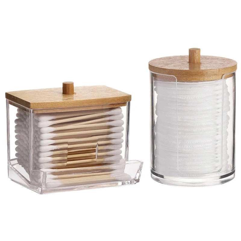 Bathroom Organizer Jar Set with Clear Lids – Qtip Holder, Cotton Swab Dispenser, Cotton Ball Storage