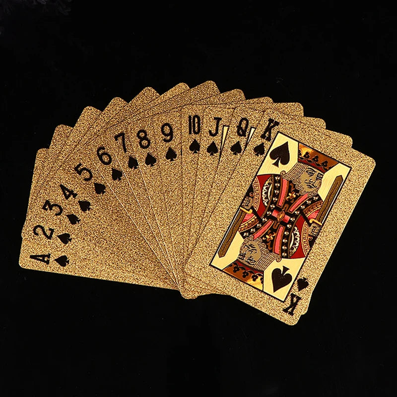 24K Gold Waterproof Plastic Playing Cards – Durable PET Poker Deck for Table Games & Gift Nights