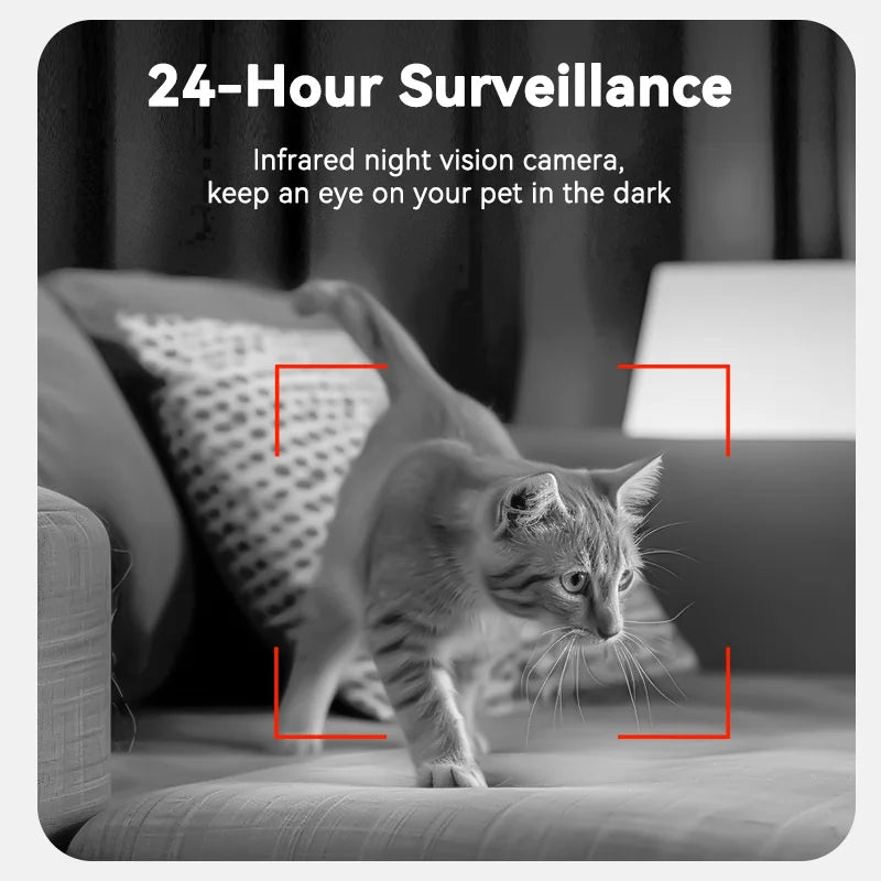 Smart Automatic Pet Feeder with HD Camera – APP-Controlled Cat & Dog Food Dispenser, 3L Capacity, Night Vision, Voice Call, Dual Power