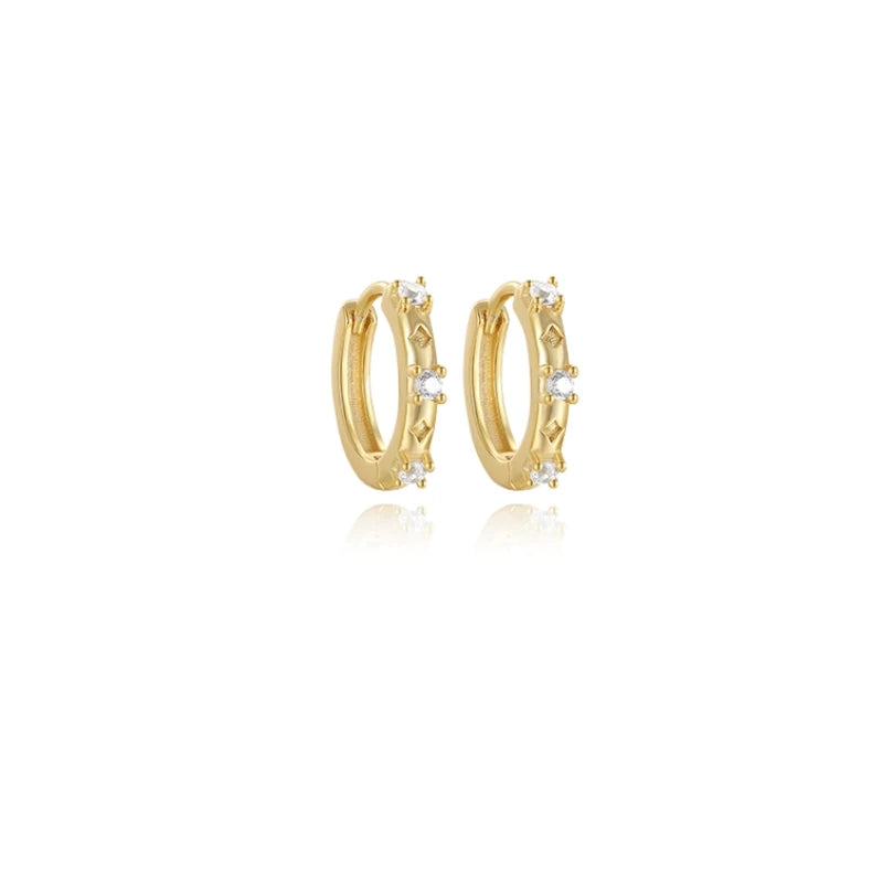 925 Sterling Silver Twisted Gold Hoop Earrings for Women – Multiple Sizes Huggie Studs