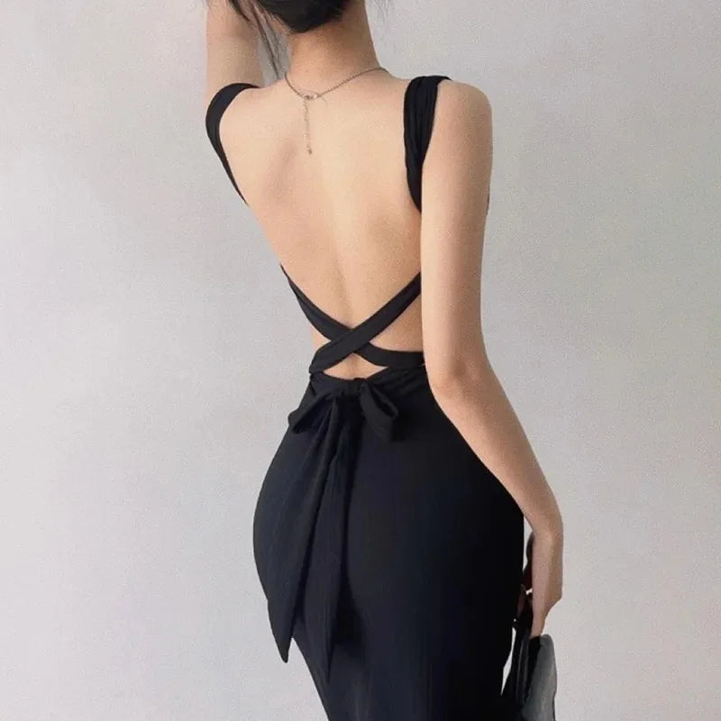 Vintage Strapless Slim Fit Long Dress – Elegant Sleeveless Backless Summer Party Gown