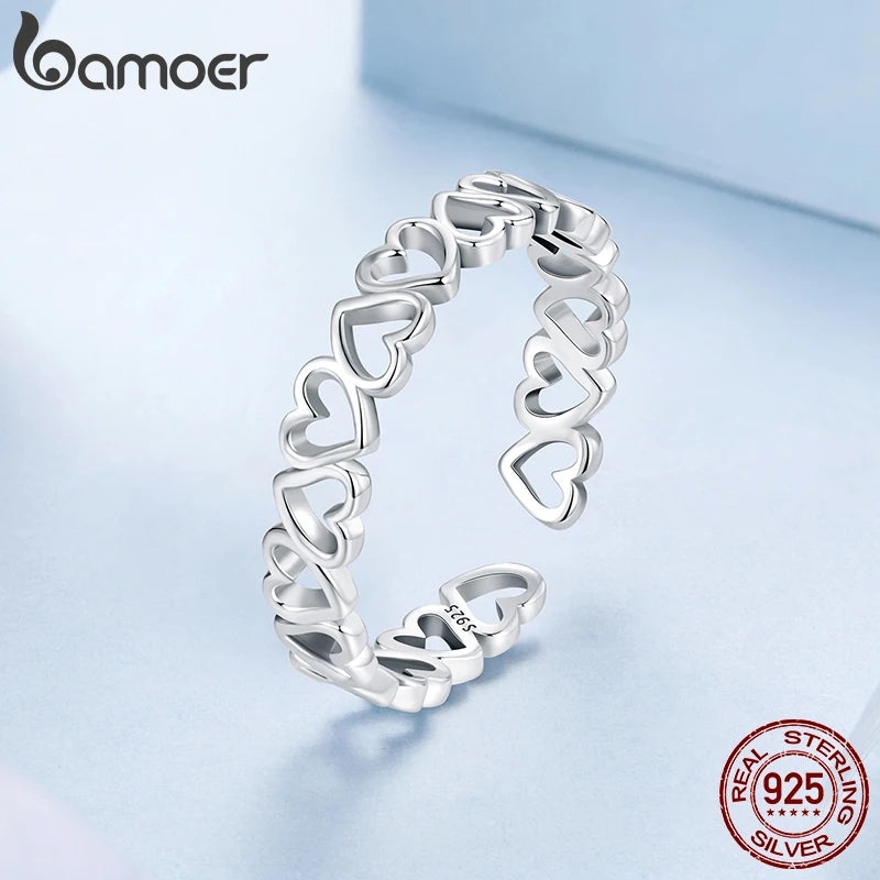 925 Sterling Silver Heart Stackable Ring – Classic Valentine's Love Band for Women