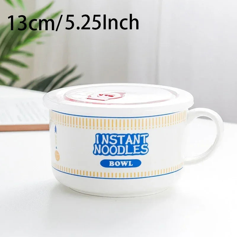 800/1100ml Korean-Style Ceramic Ramen Bowl – Microwave-Safe Leakproof Bowl for Noodles, Soup, Salad & More