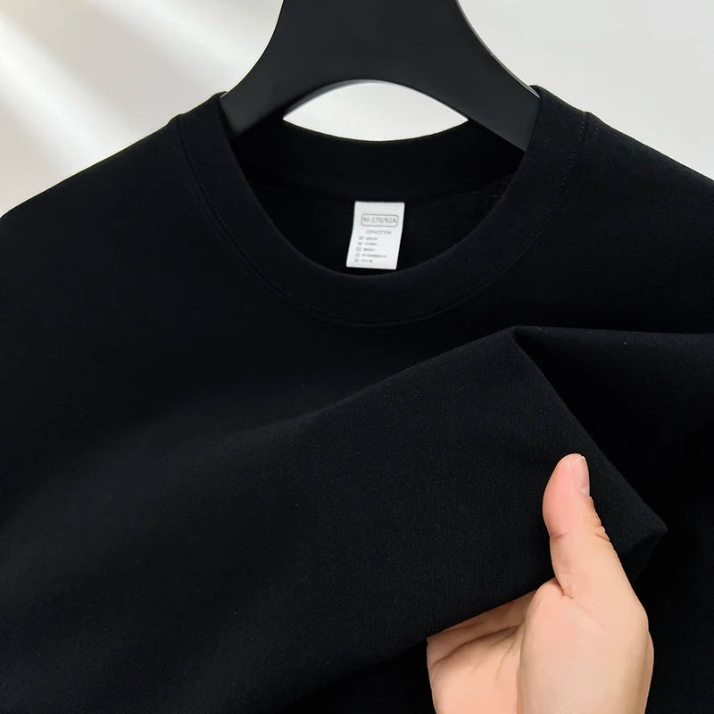 100% Cotton Men's Summer T-Shirt – Casual Loose Fit Round Neck Solid Color Tee (Plus Sizes Available)