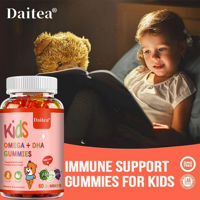 Children's Omega + DHA Gummies – Omega 3-6-9 with Vitamin C for Brain, Heart, Eye & Immune Support – 60 Gummies