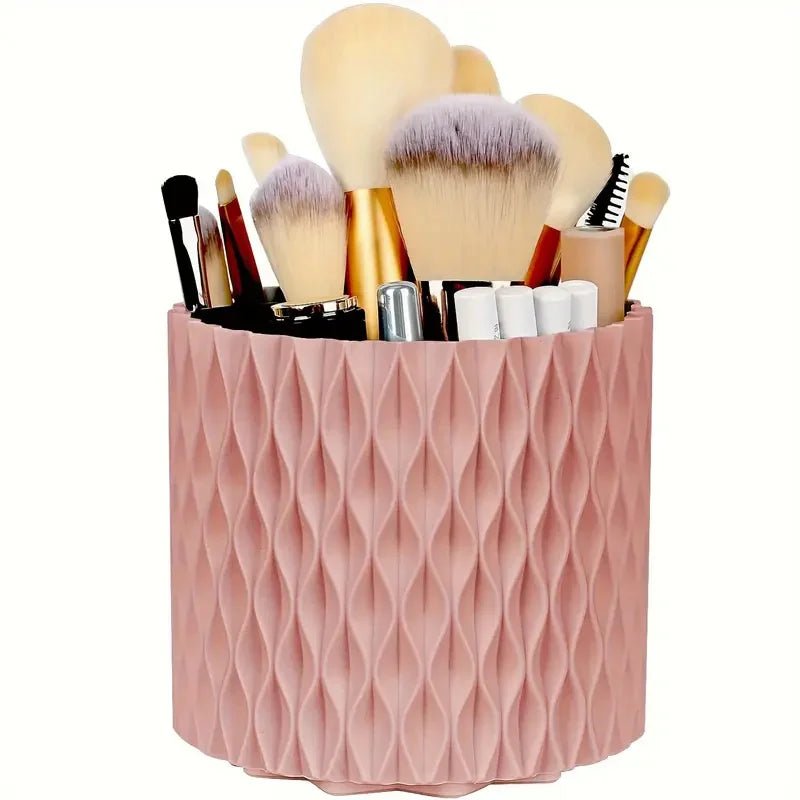 360° Rotating 5-Slot Makeup Brush Holder – Multi-Functional Desktop Organizer for Vanity & Bathroom Storage
